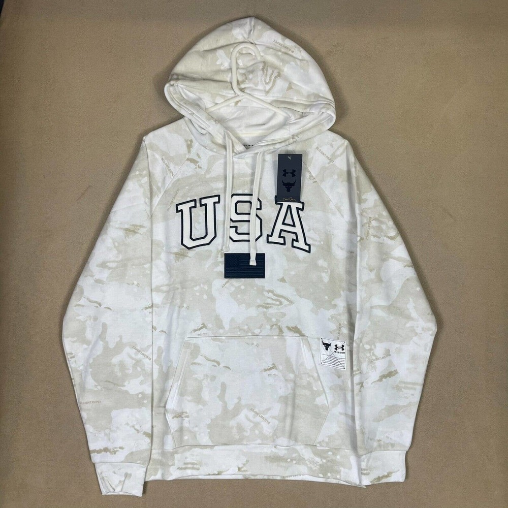 Under Armour Hoodie Adult Extra Large White/Gray Project Rock Camo Mens NWT